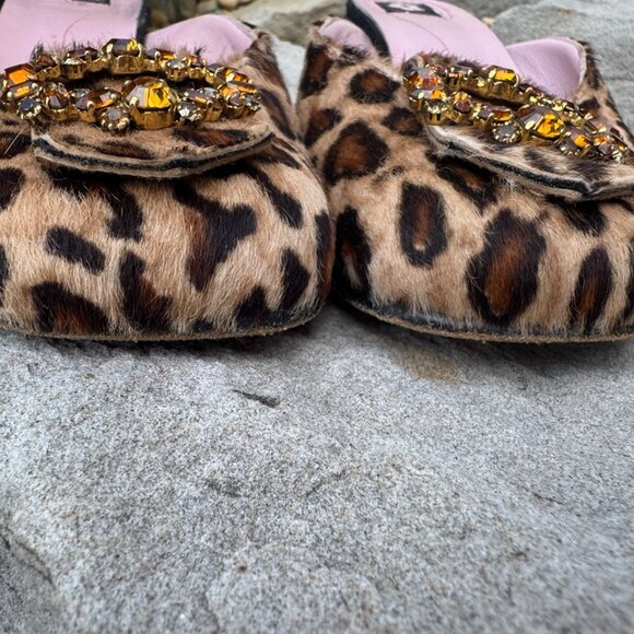 Mark & Steven Animal Print Rhinestone Jeweled Plaque Slides Size 36.5 (US 6) - Picture 6 of 11